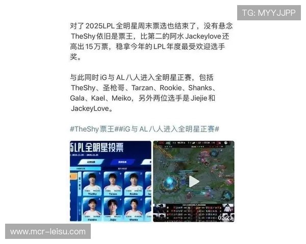 2025LPL全明星投票结果公布，TheShy当选年度最受欢迎选手